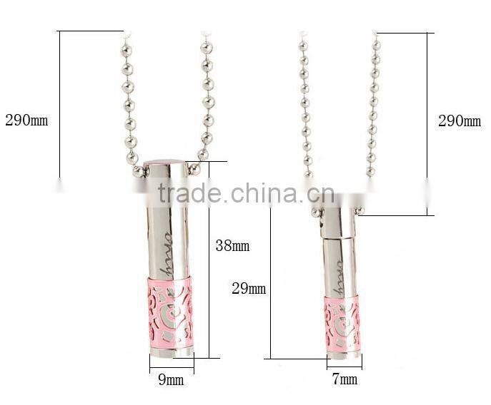 2016 High quality stainless steel bottle pendant can open perfume pendant necklace matching for couples