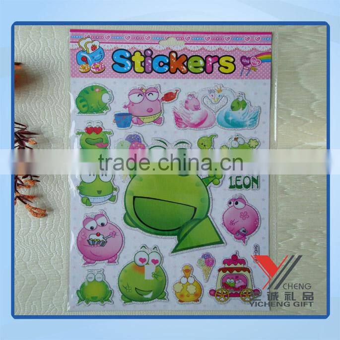 non-toxic kid lovely glitter puffy sticker printing