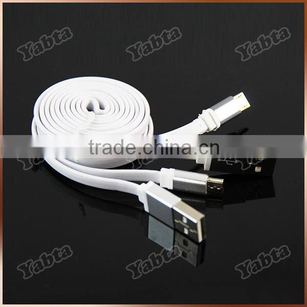 Custom Laser Logo 1M Aluminum Micro USB Cable, Flat 5 Pin Micro USB Data Charging Cable For Samsung
