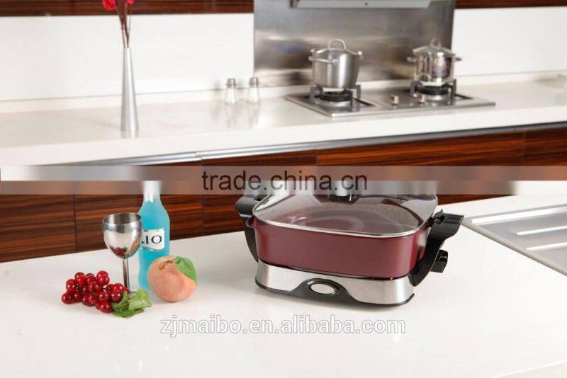 multi cooker with Adjustable Thermostat 12*12 inches square Non-stick coating electric skillet Fry Pan
