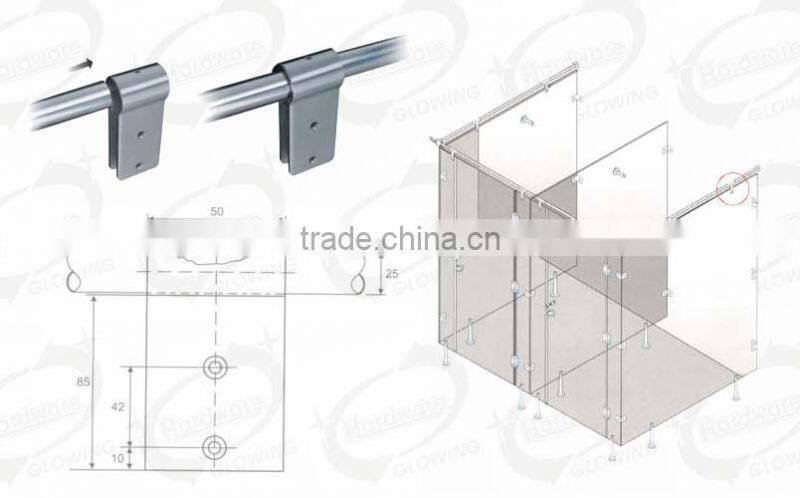 wc accessories bathroom showeroom partition panel holder pipe hanger