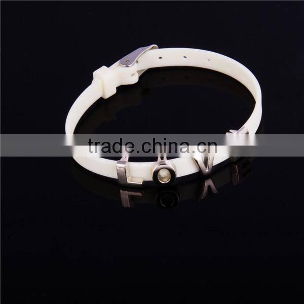 2016 Thin White Love Shape Daily Wear Silicone Bracelet