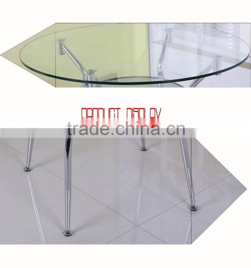 Round Glass Dining Table With Chromed Legs Dining Room Furniture