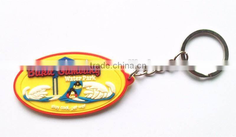 Wholesale Oval Shaped Custome Printing Soft Rubber PVC Metal Key chain