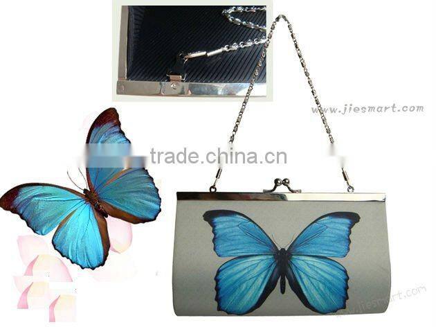 JSMART party bag clip purse butterfly grey (chain+strass) sublimation custom printing