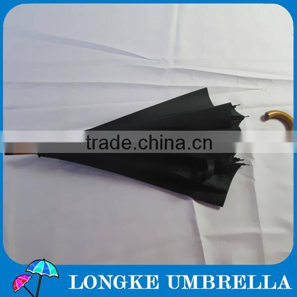 23" *10K high quality pongee fabric fiberglass ribs auto open wooden umbrella