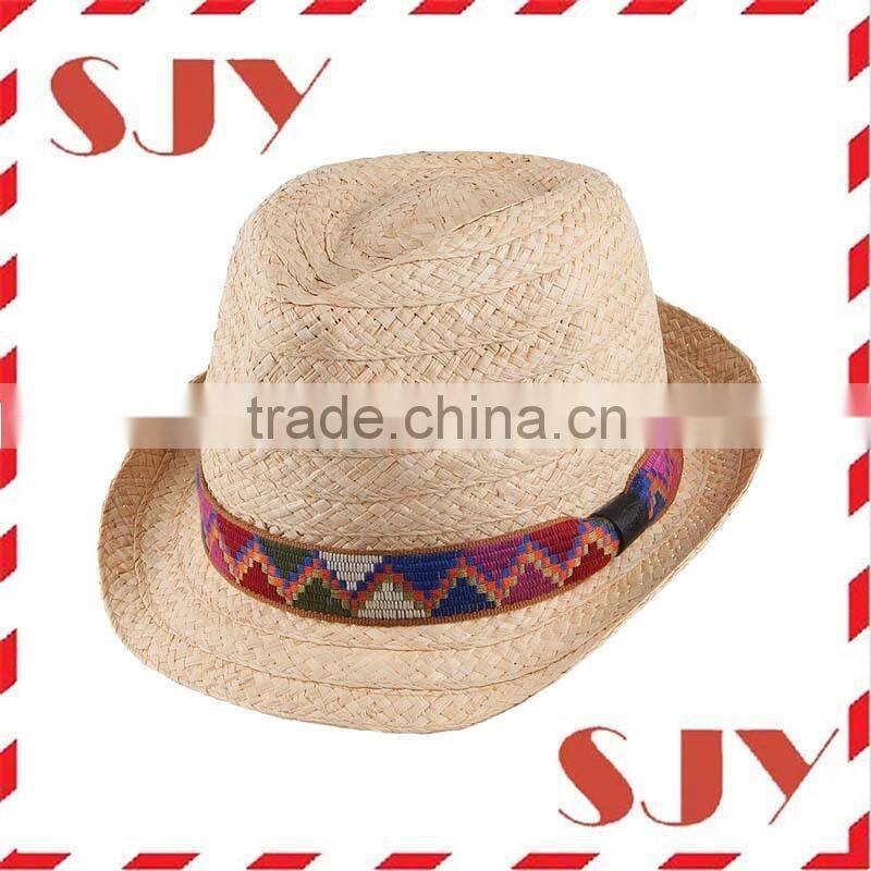Solid Band Summer Cheap Straw promotional fedora hat