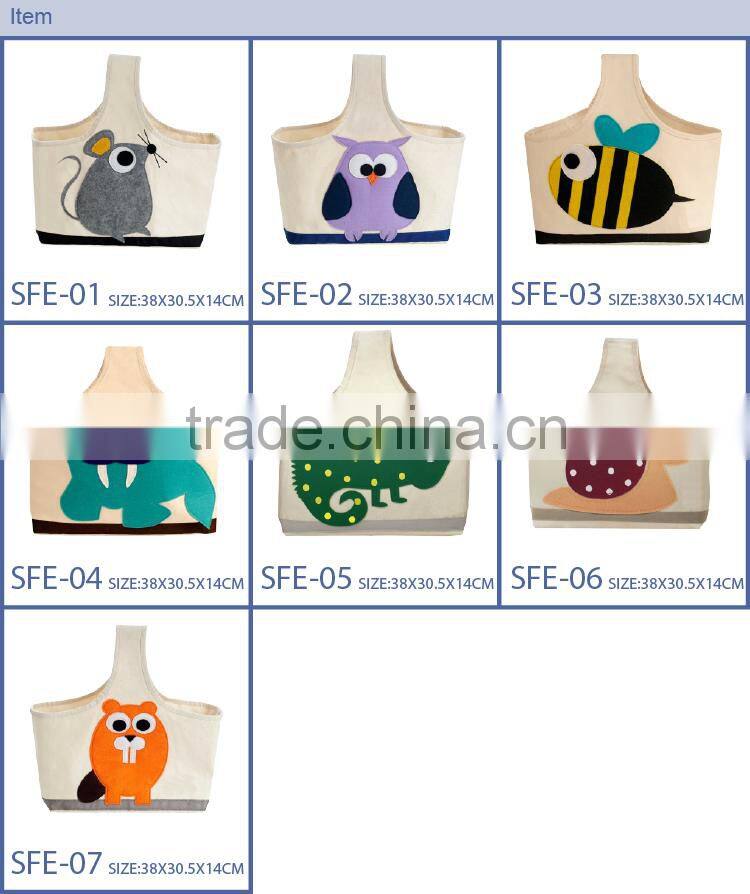 Wholesale Textile Organizer Storage Caddy with Felt Embroidery, Canvas Storage Tote