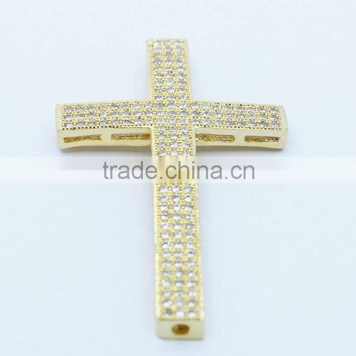 925 sterling silver gold jewelry wholesale micropave setting cross pendant