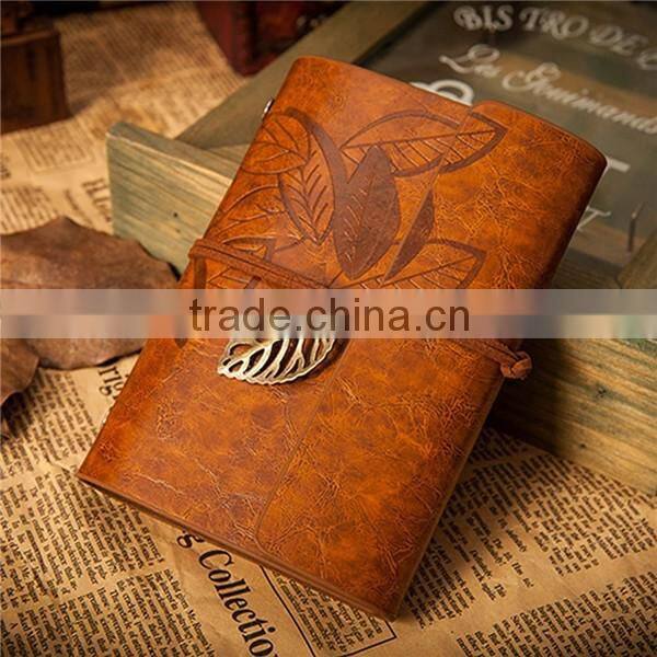 Customized design PU Leather Cover Loose Leaf Blank Notebook Journal Diary Gift