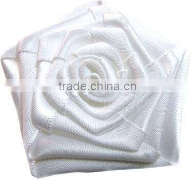 Handmade satin ribbon rose flower DIY craft wedding dress flower appliques/sequin appliques/satin flower
