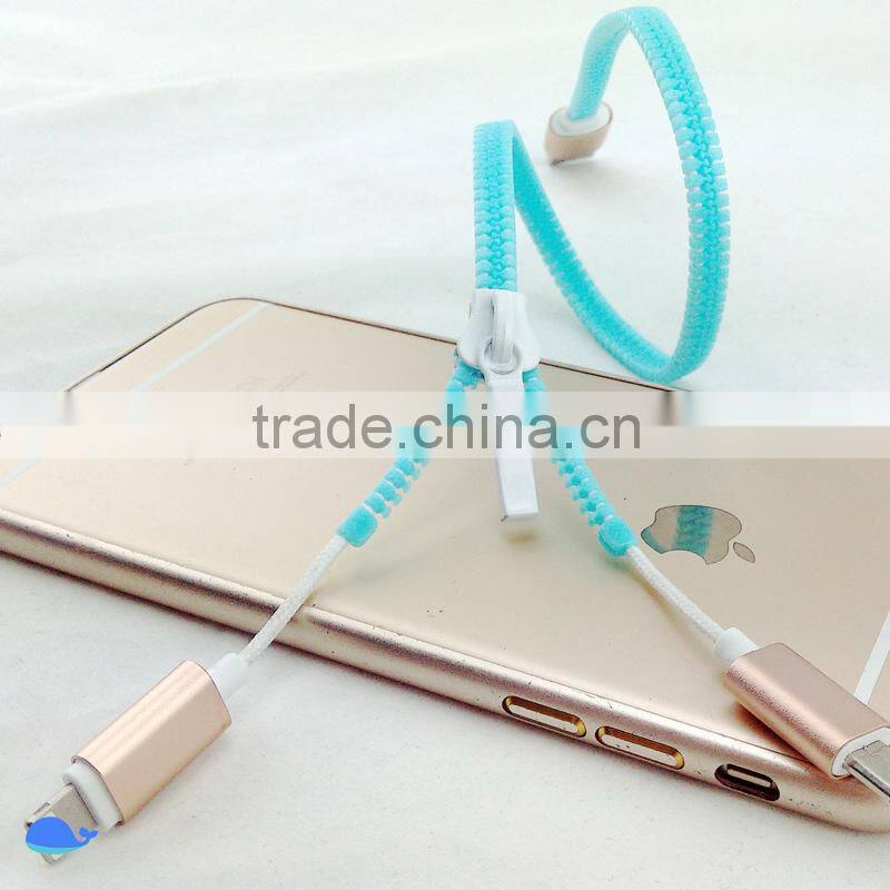 Creative gifts flat cable high speed zipper usb charging cable sync data cable