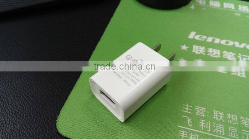Single USB Port Mobile Phone Wall Charger, 5V 1A Certificated AC Adapter Travel Charger