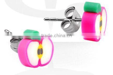 2016 hot sale 316L surgical stainless steel ear studs Fruits wholesale body piercing jewelry