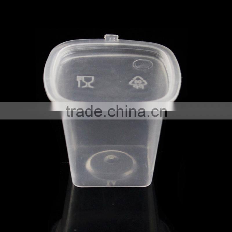 Plastic sauce container square clear cup with lid