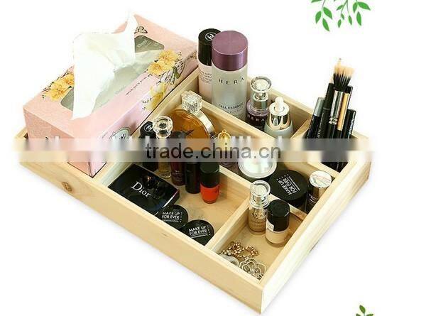Customized Handmade make up wooden box with mirror