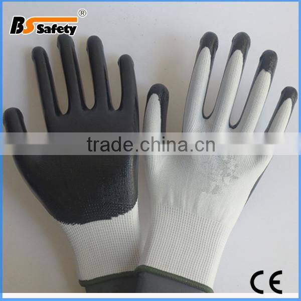 BSSAFETY white polyester black nitrile coated work glove