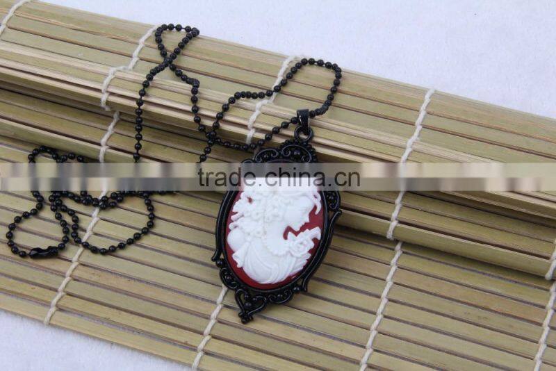 fashion jewelry necklace steampunk necklace beauty silhouette black cameo pendant 2015 new party dress made in China yiwu