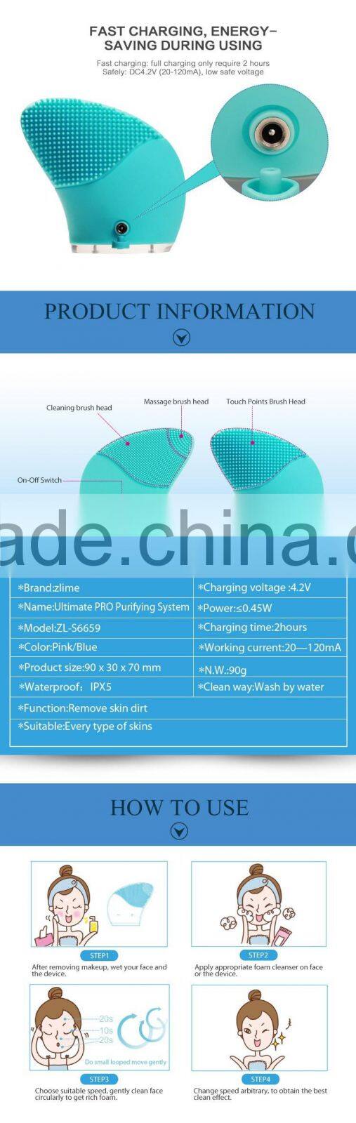 Ultrasonic Cleansing Face Massager Anti Aging Brush, Blemish Tool Exfoliator Makeup Treatment for Polish, Scrub, Microdermabrasi