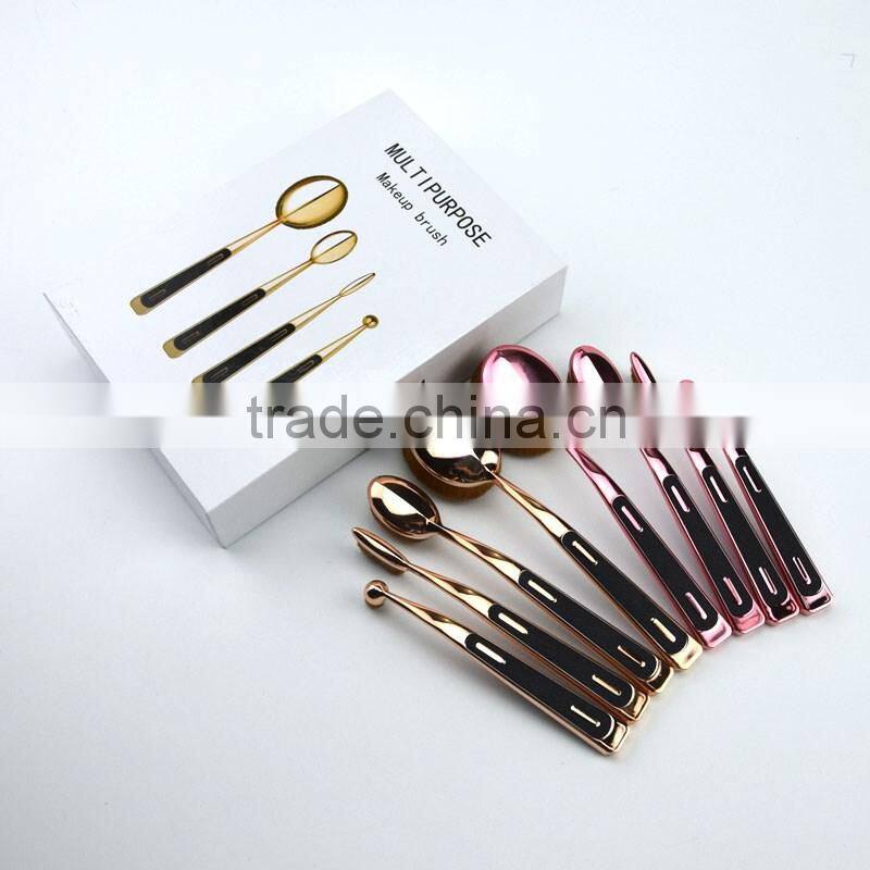 rose gold oval makeup brush nylon hair private label toothbrush makeup brush