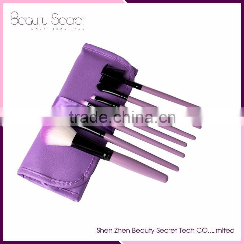 7pcs makeup brush set personalized wooden hair brush kit with make up bag