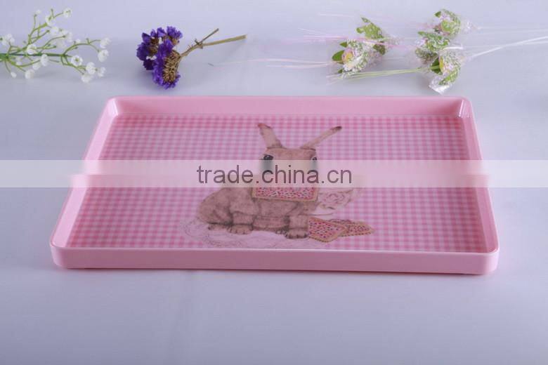 Hot sale 100% melamine square tray, serving tray with custom printing design
