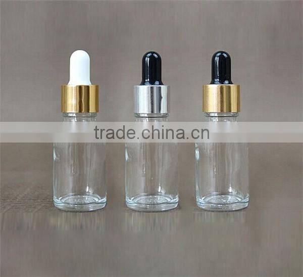 Hot sell round clear amber 10ml glass dropper bottles