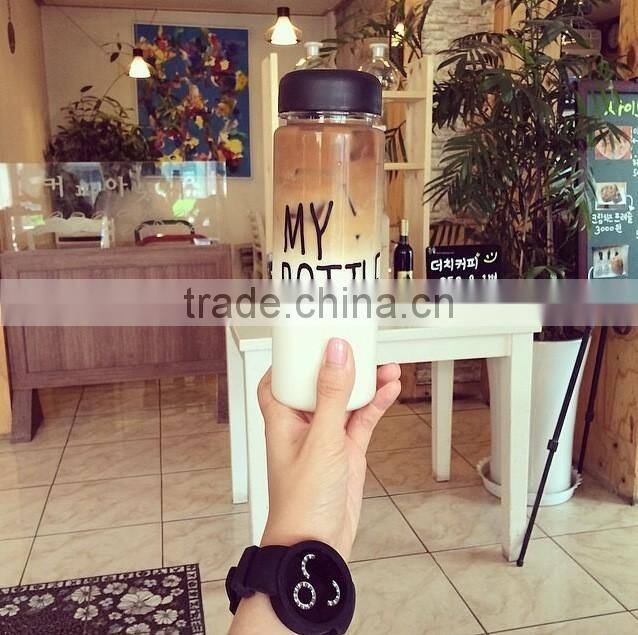 500ml plastic sport water bottle/water plastic bottle/my bottle with cloth bag