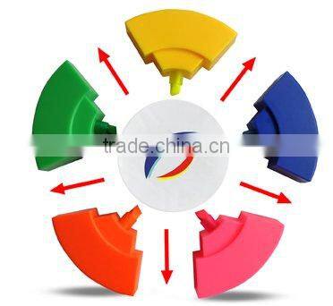 5 in 1 circle shaped promotional highlighter with big blank space for logo printing/circle truss for sale/circle-shaped highligh