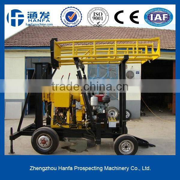 Wheel type or crawler water well drilling rig for selling!HF-2T hydraulic water well drilling rig