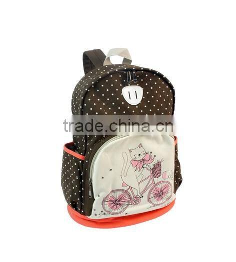 Lightweight Dots and Cartoon printting Canvas Laptop Backpack Cute School Bag