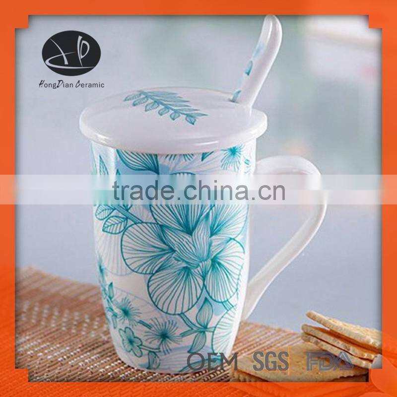 Ceramic mug with spoon,porcelain coffee cup,coffee mugs with spoon