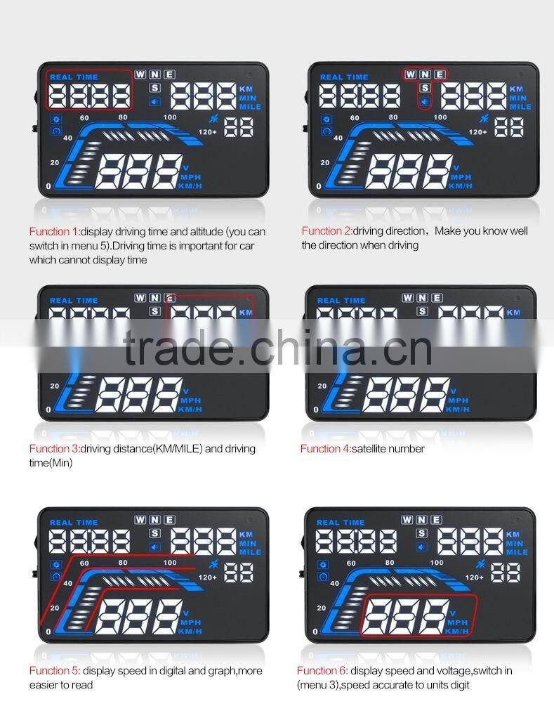 New Arrival HD 5.5inch Big Colorful Screen Display Head Up Display With GPS Universal Use For All Verhicle