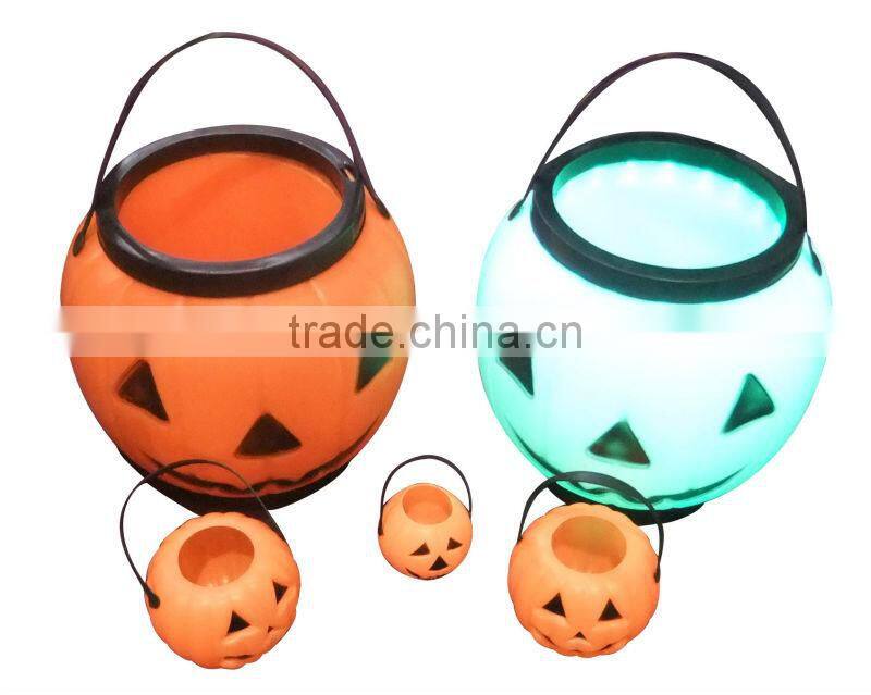 Hot selling plastic Halloween decoration pumpkin led light bucket