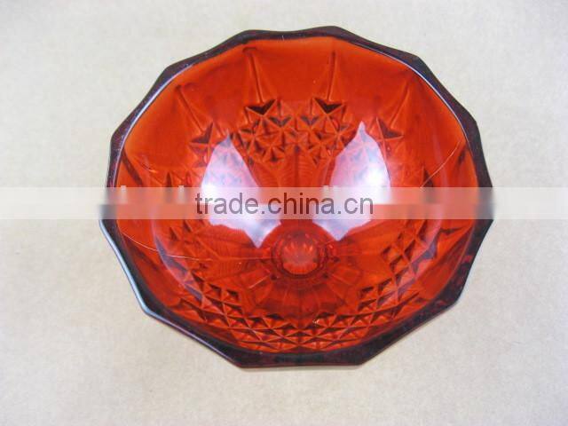 purple red glass bowl