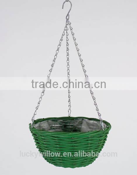 Natural garden wicker hanging flower baskets