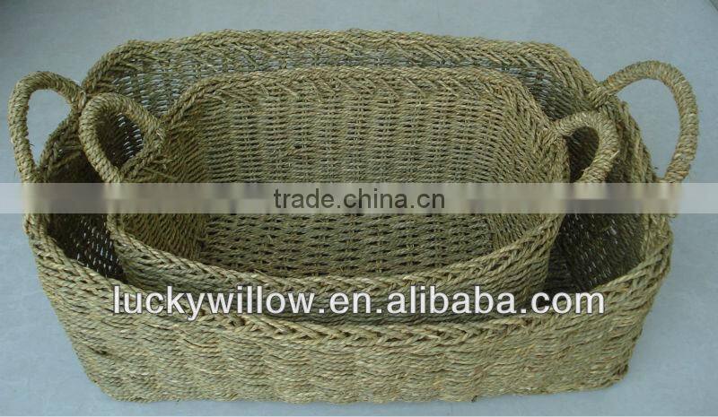 Decorative hand weave seagrass basket set