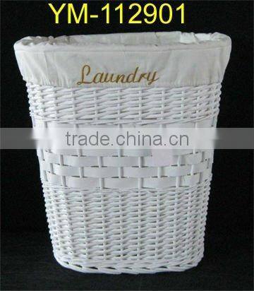 large white wicker laundry hamper