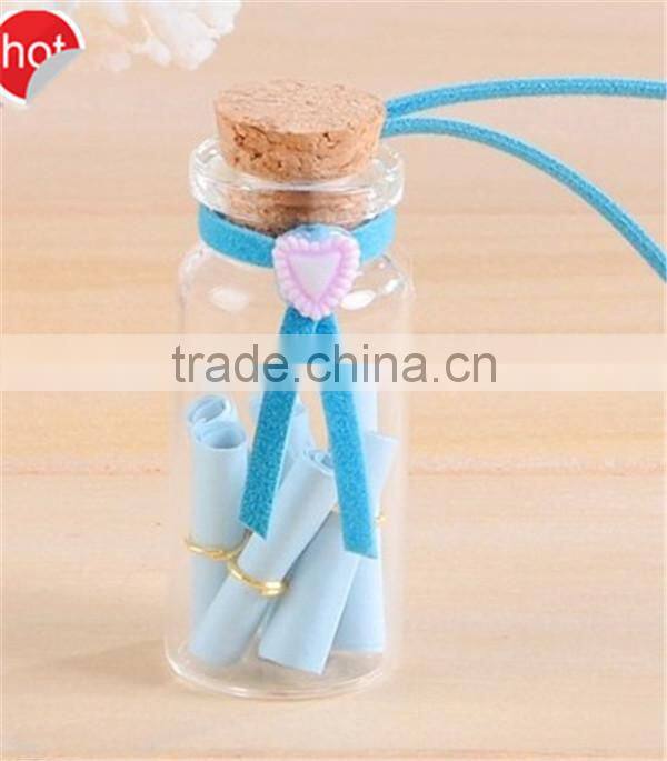 new design glass wishing bottle with wooden lid