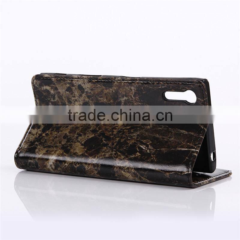 Noble design high quality marble PU card bumper/pocket cell phone case for Sony