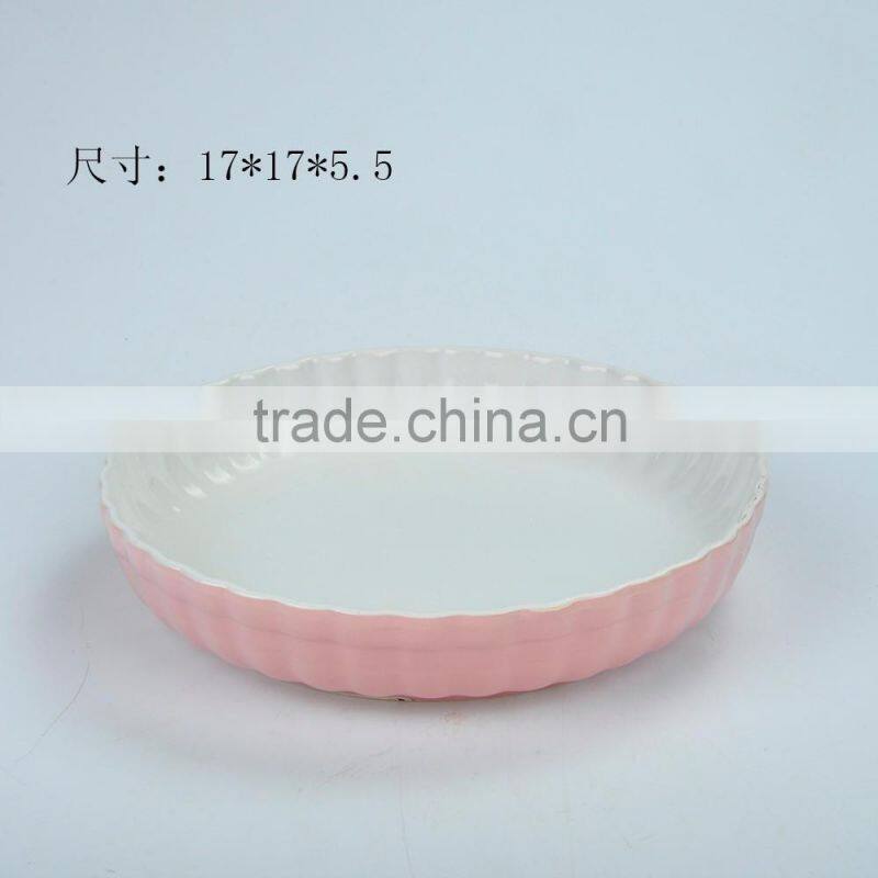 Round Ceramic Baking tray with colorful