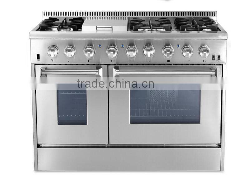 Heavy duty stainless steel 48" Professional Gas Range CSA Certified freestanding 6 burner + Grill on Top(BG10-M516)