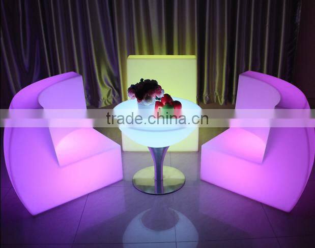 outdoor waterproof plastic led illuminated sofa sets, glow led modern sofa chair