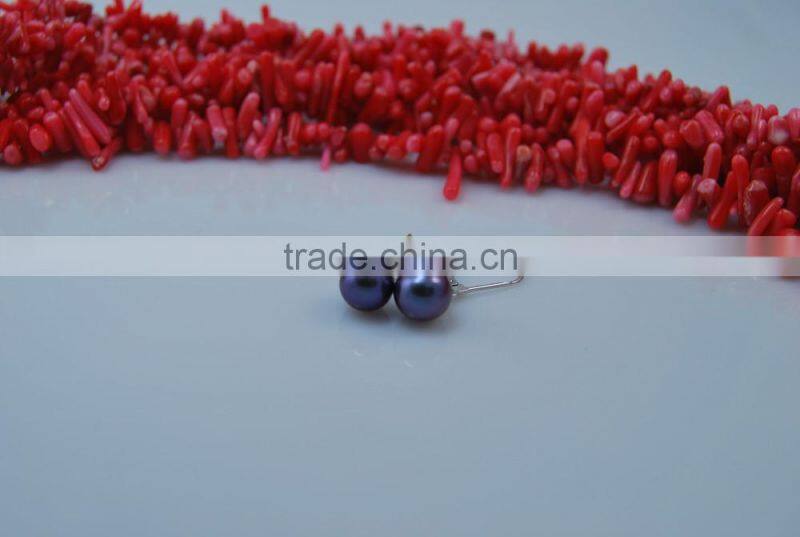 AAA 7-8mm Raindrop Freshwater pearl Earrings with silver clasp