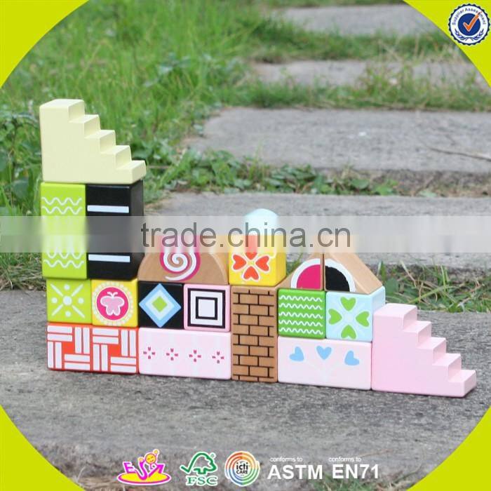 Wholesale hottest wooden baby building blocks toy colorful wooden building blocks toy for practical ability W13A055