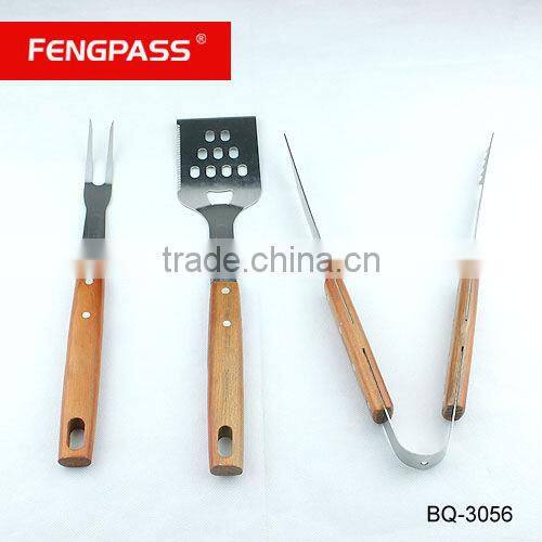 Hot sell 3pcs BBQ set with wooden handle BQ-3056