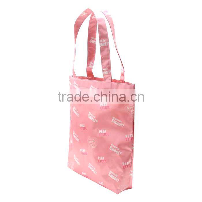 Full Dye Sublimation Printing 300D Polyester Long Handle Shopping Tote Bag With Bottom