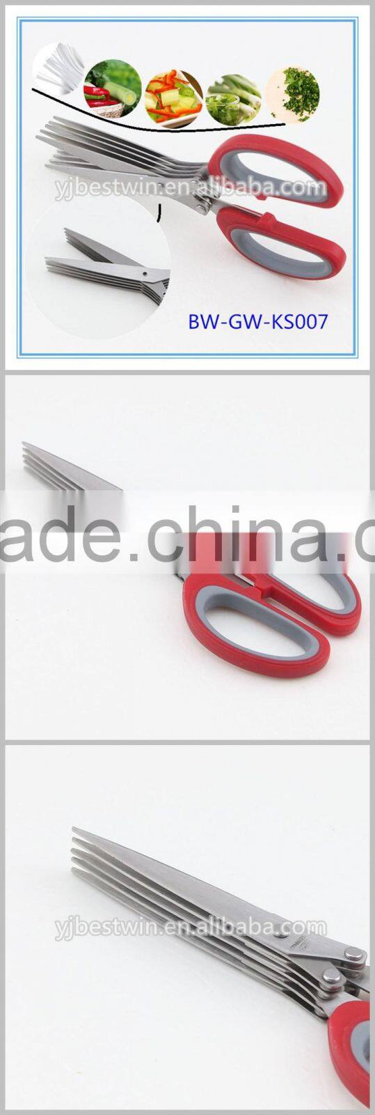 Multifunction Kitchen Tools Ergonomic Design 5 Blades Stainless Steel Scissors