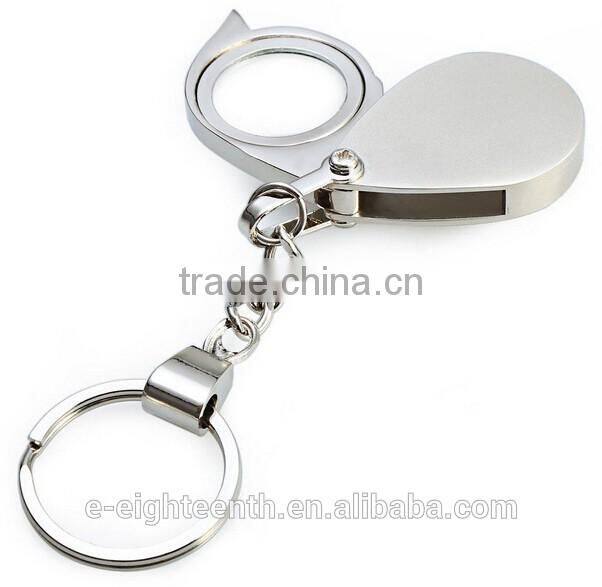 Foldable Folding Key Chain Keychain 8X Magnifier Loupe Glass Lens Pocket