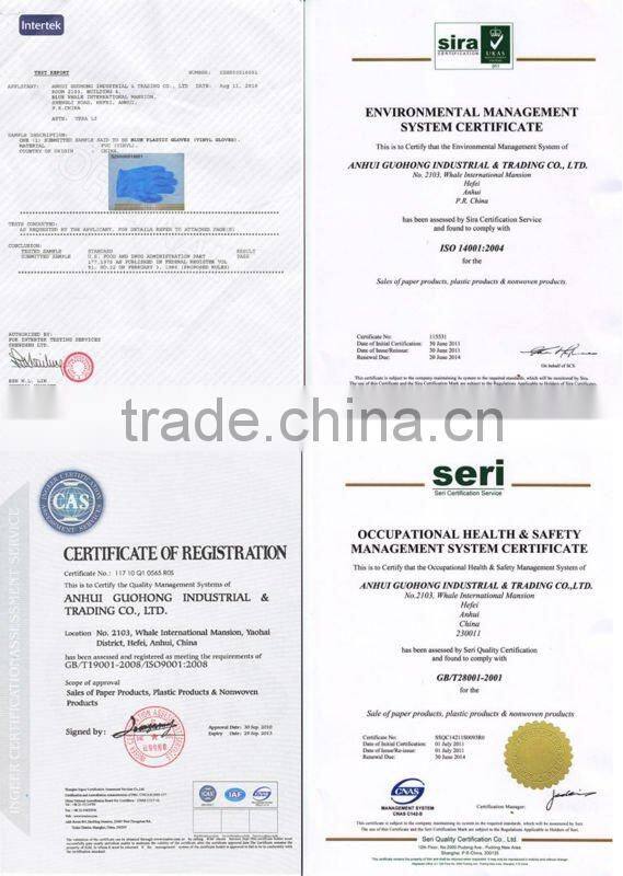 Powder free vinyl glove